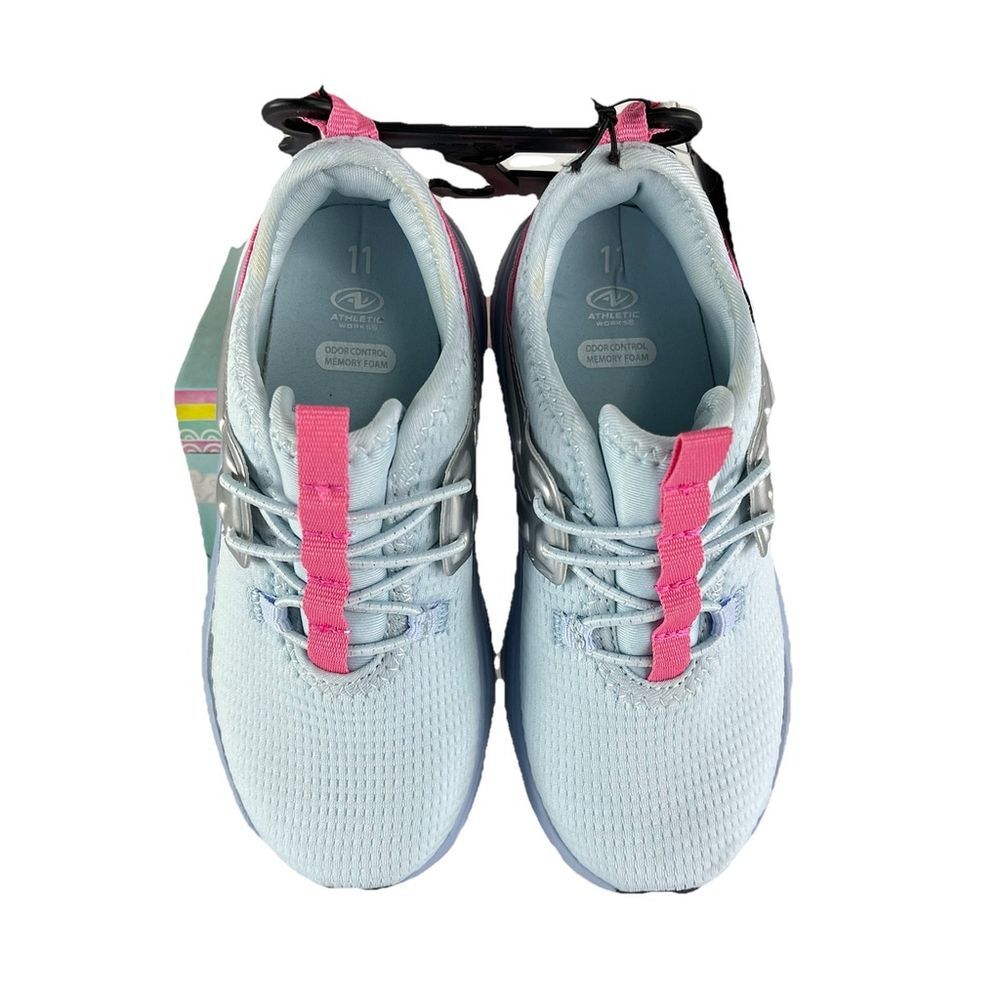 Athletic Works Jogger Sneakers Toddler Girl Size 11 Blue PinkComfort Rubber Sole - Picture 9 of 12